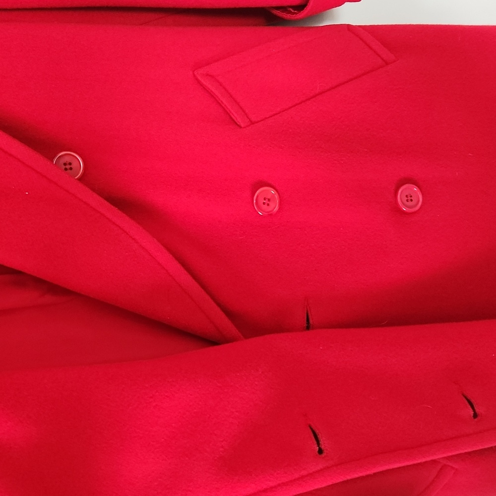 Vintage MACKINTOSH Wool Trench Maxi Coat Cherry Red Size 10 - Picture 12 of 14